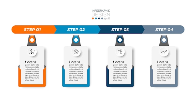 Premium Vector | 4 working steps of infographic.