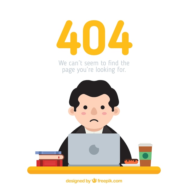 404 error concept with sad man