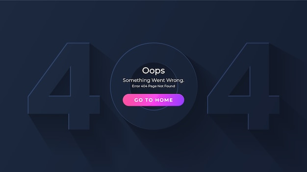 404 error page not found minimalist dark concept. error landing page for web page missing Premium Vector