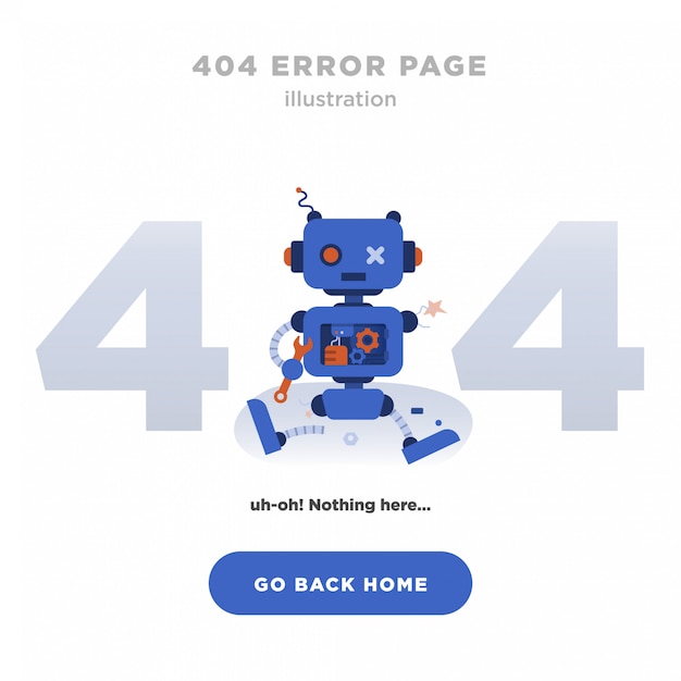404エラーページが見つかりません壊れたロボットで設計 プレミアムベクター