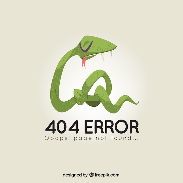404 error template with snake in hand drawn
style