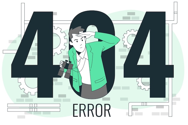404 error with person looking for concept illustration Free Vector