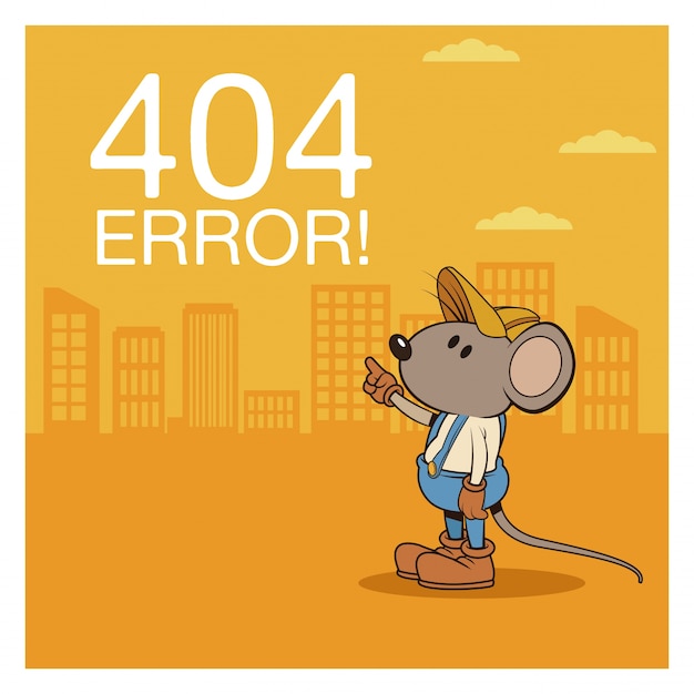 面白いマウス漫画で404エラー プレミアムベクター
