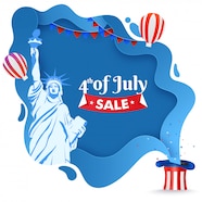 Premium Vector 4th Of July Sale Poster Or Template Design With Statue Of Libert