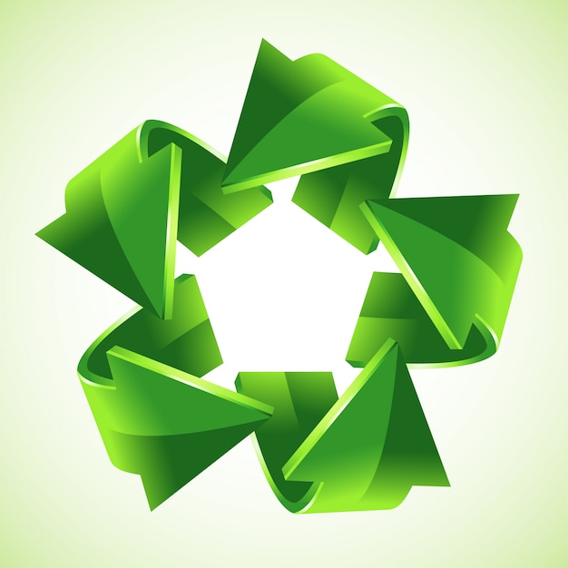 5緑のリサイクル矢印 イラスト プレミアムベクター