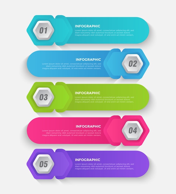 Premium Vector | 5 step colorful business infographic template