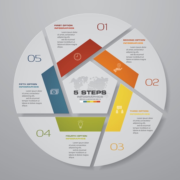 Steps Cycle Chart Infographics Elements Premium Vector