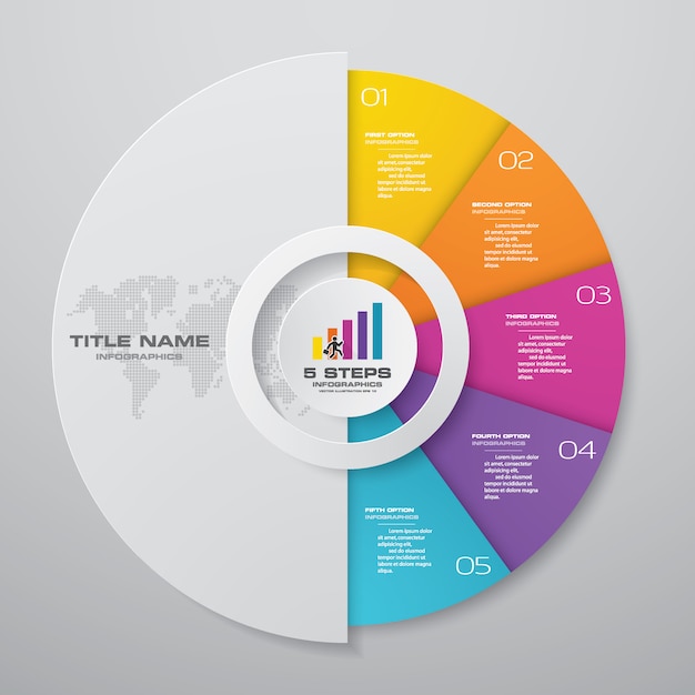 5 steps cycle chart infographics elements. Premium Vector