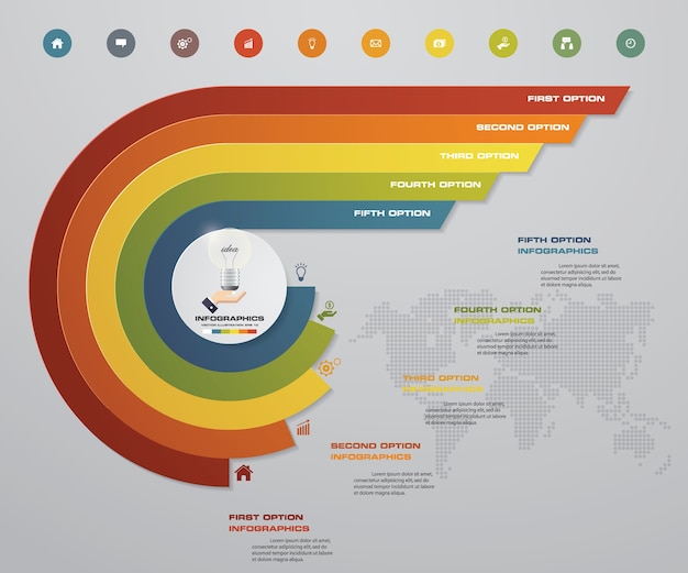 Premium Vector | 5 steps infographics element wing chart for presentation.