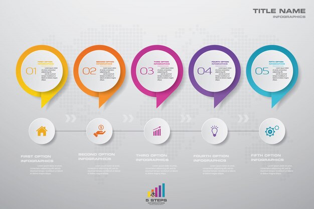 5 steps speech bubble timeline chart. Vector | Premium Download
