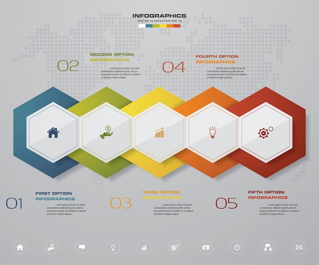 Premium Vector | 5 steps timeline infographic element for presentation.