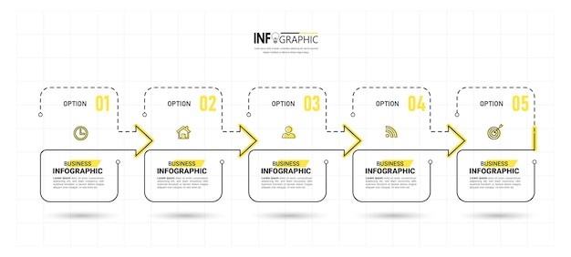5 단계 타임 라인 인포 그래픽 프리미엄 벡터