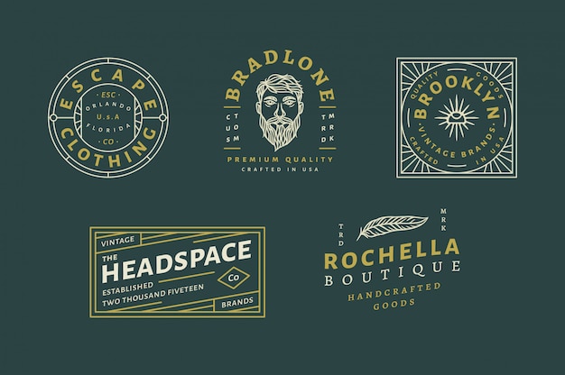 Download Free 5 Vintage Logo Set Vol 02 Escape Clothing Logo Brandone Custom Use our free logo maker to create a logo and build your brand. Put your logo on business cards, promotional products, or your website for brand visibility.