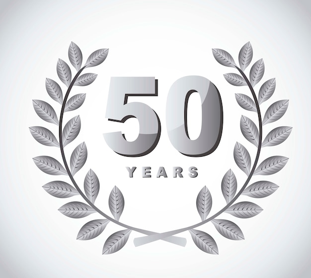 50 years with laurel wreath over gray background vector Premium Vector
