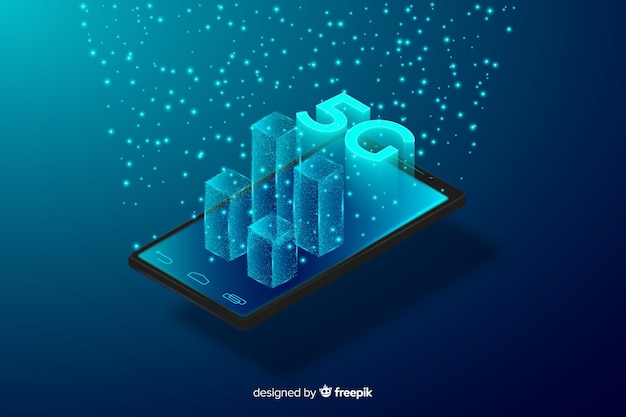 5g concept coming out of phone background Vector | Free Download