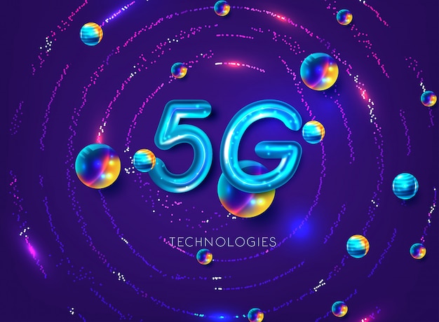 5g wireless internet connection network background Premium Vector