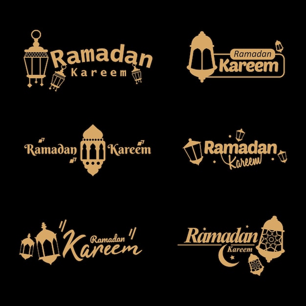 Premium Vector | 6 set ramadan labels