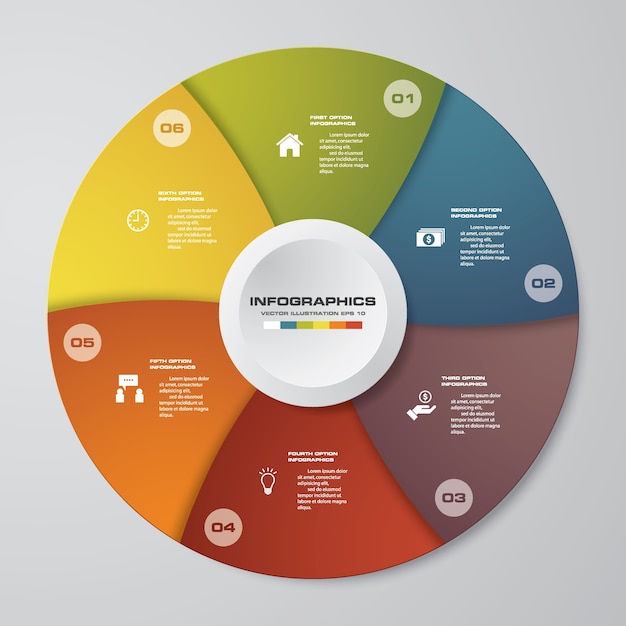 Premium Vector | 6 steps cycle chart infographics elements.