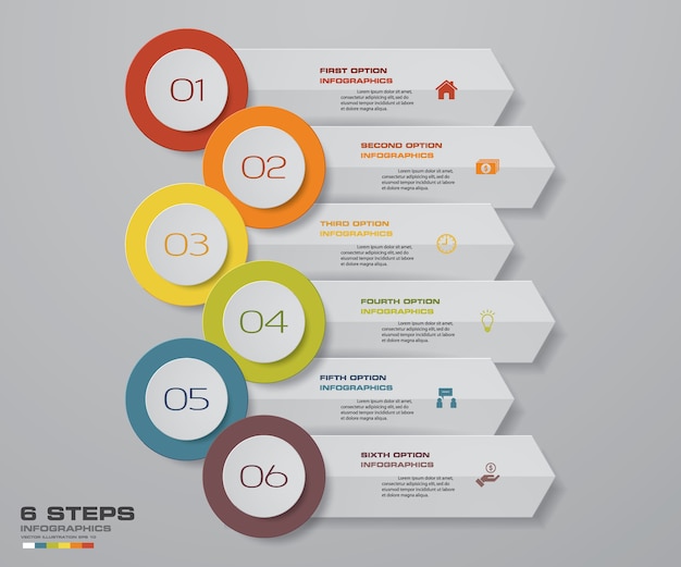 Premium Vector 6 Steps Infographics Arrow Template Chart 6069