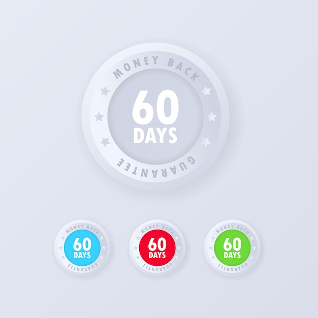 Premium Vector | 60 Days Money Back Guarantee Button In 3d Style