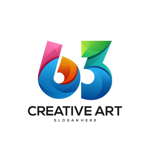 premium-vector-63-number-logo-gradient-colorful