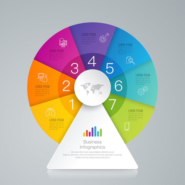 7 steps business infographic elements for the presentation Premium Vector