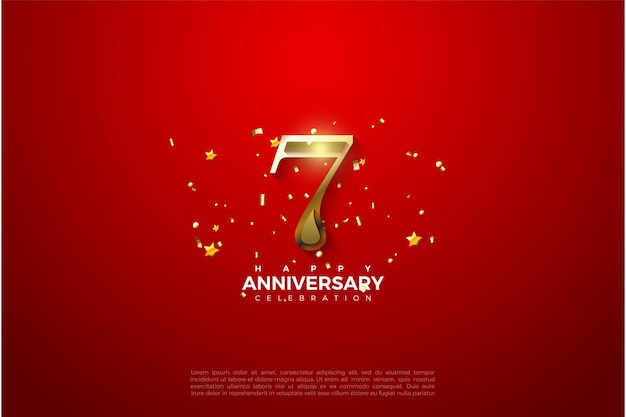 Premium Vector | 7th anniversary with 3d gold numbers.