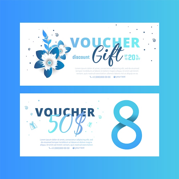 8 march voucher. bright set of gift voucher Premium Vector