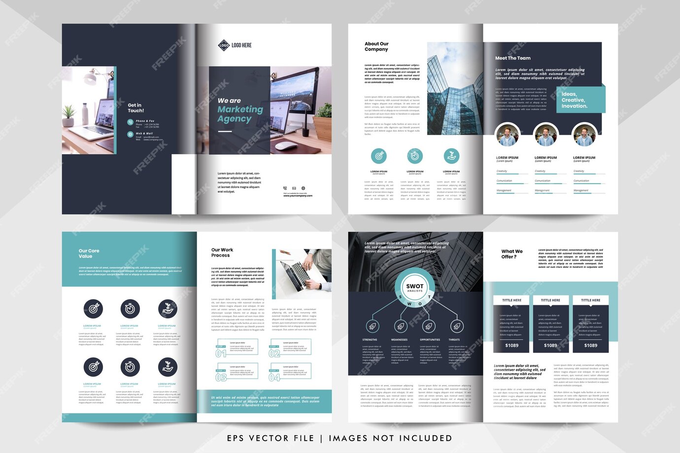 Premium Vector | 8 pages multipurpose business presentation, company ...