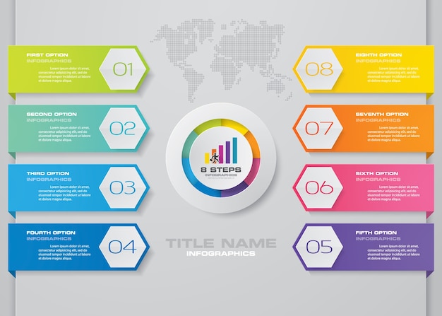 Premium Vector | 8 steps process chart infographics element.