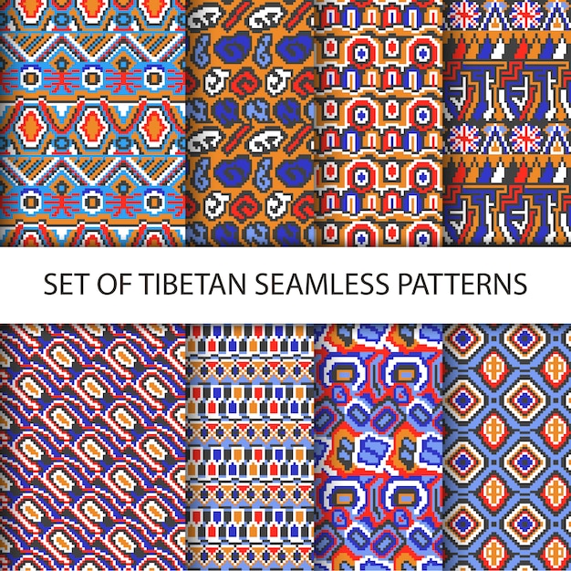 8 tibetan patterns Vector Free Download