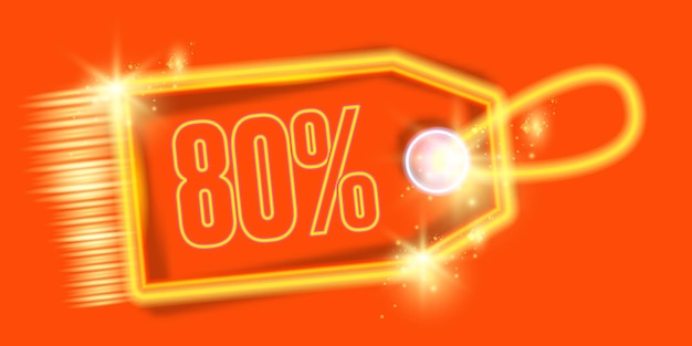 Premium Vector 80 Percent Off Sale Discount Neon Tag