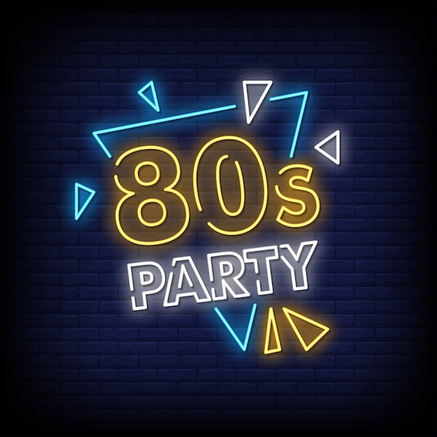 Premium Vector | 80's party neon signs style text