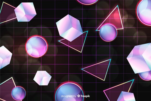 80s geometric background design with retro style Free Vector