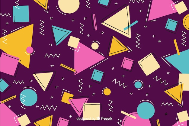 80s geometric background design with retro style | Free Vector
