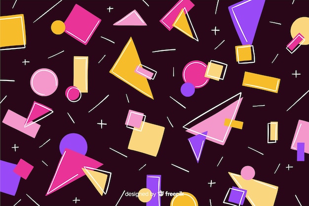 80s Geometric Background Design With Retro Style Free Vector