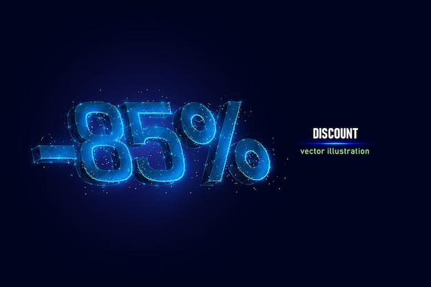 premium-vector-85-percent-off-digital-wireframe-made-of-connected