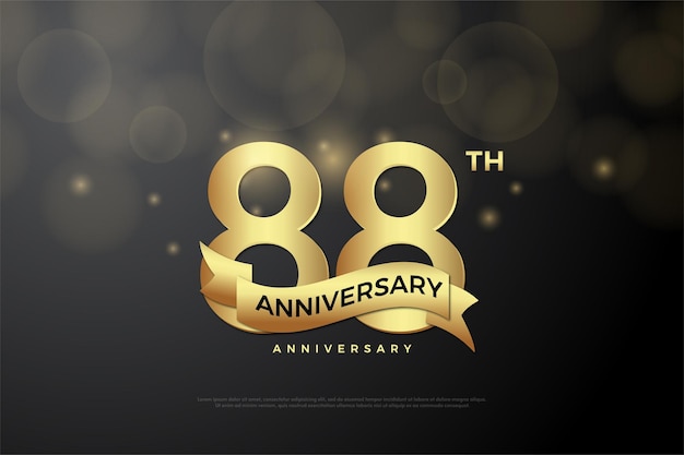 Premium Vector | 88th anniversary with gold number edition