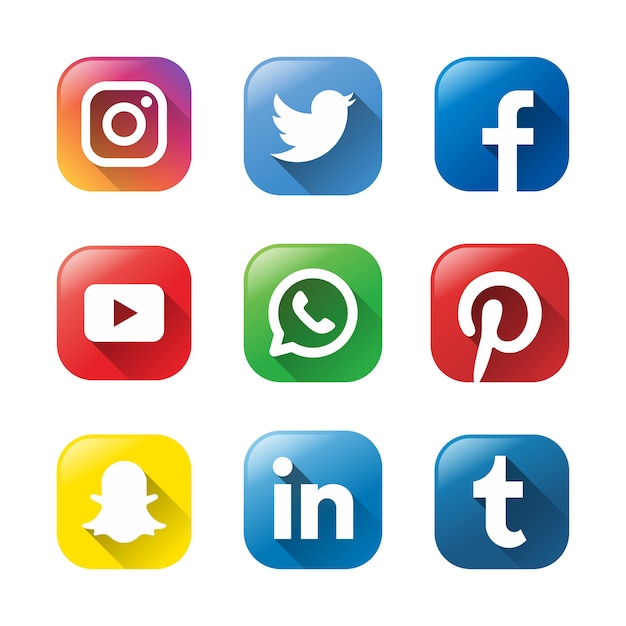 9 social media logo design template. | Premium Vector