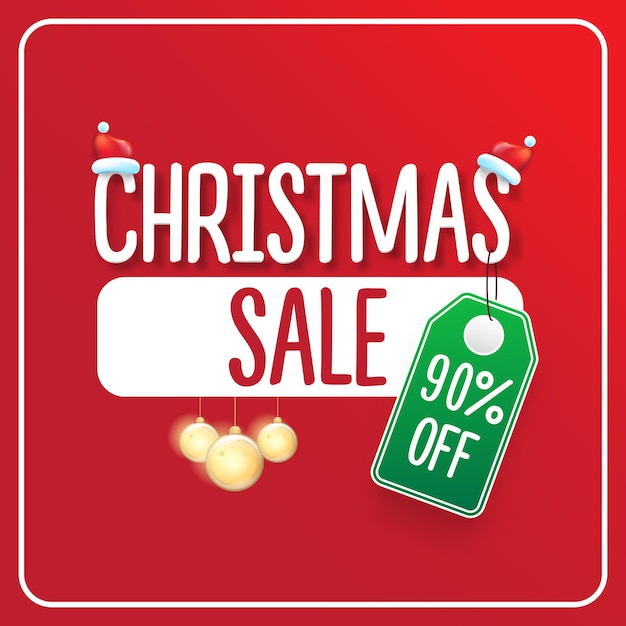 Premium Vector 90 percent off christmas sale banner design template