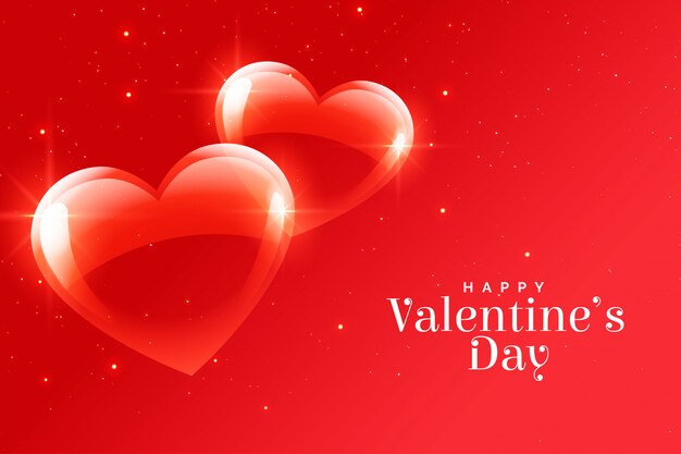 幸せなバレンタインデーのロマンチックな赤いハートグリーティングカード 無料のベクター
