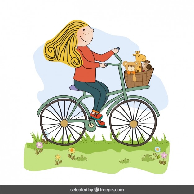Девочка на велосипеде рисунок