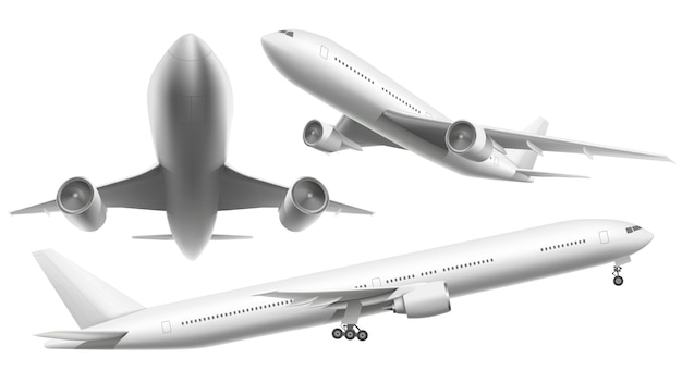 現実的な航空機 旅客機 空飛ぶ飛行機 さまざまなビューの分離