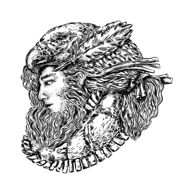 鳥の頭を持つ男の頭のイラスト プレミアムベクター