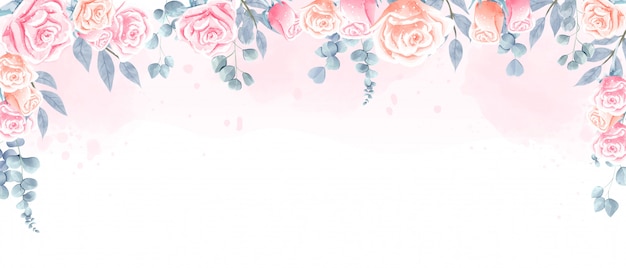 壁紙 結婚式の背景 印刷用の美しい水彩バラの背景 プレミアム