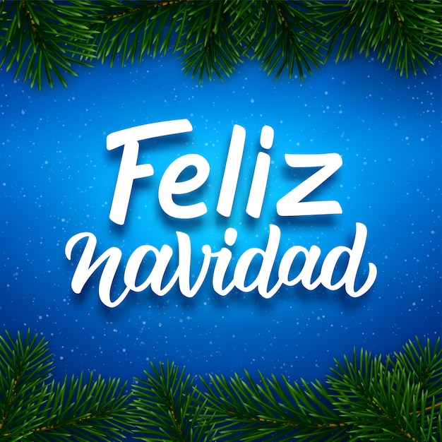 スペイン語のテキストによるメリークリスマスカードのデザイン プレミアムベクター
