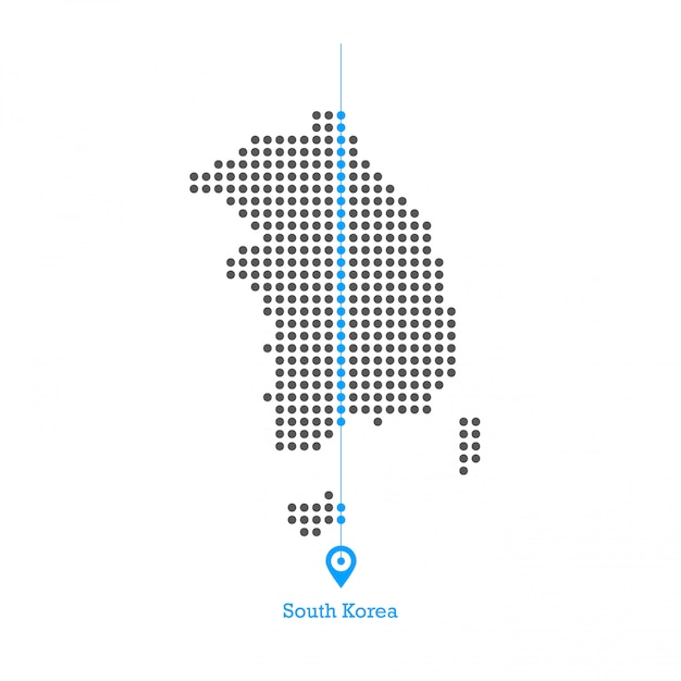 韓国のドットマップ地図 プレミアムベクター