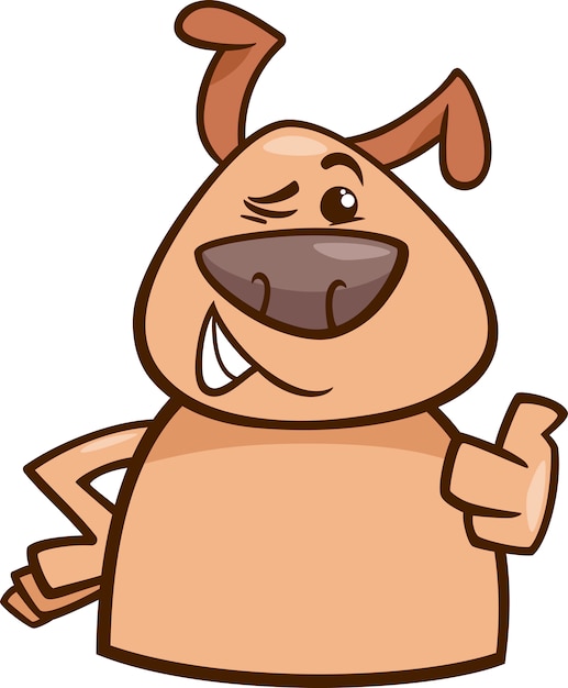 ウィンク犬の漫画のイラスト プレミアムベクター