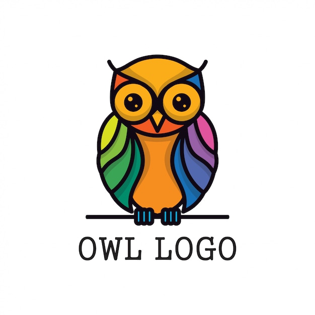 フクロウ色フルベクトルのロゴのデザインテンプレート プレミアムベクター