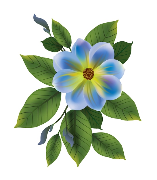 青い花の葉のイラスト 私を忘れない 芽 小枝 花のコンセプト